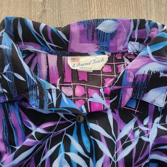 Vtg A Personal Touch Womens Short Sleeve Hawaiian Floral Button Up Shirt Sz 2XL - Picture 3 of 8